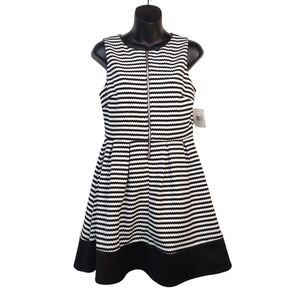MIDNIGHT DOLL Women's Black & White Striped Fit & Flare Dress Size 11 NWT